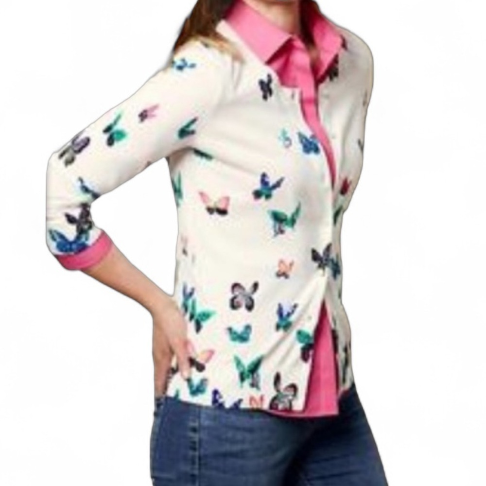Talbots Butterfly Print Cardigan Sweater - Picture 4 of 5